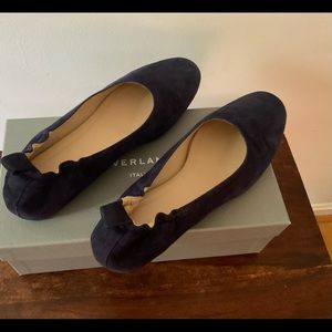 Everlane Day Glove Suede Flats, 9M, navy blue.  Made in Italy